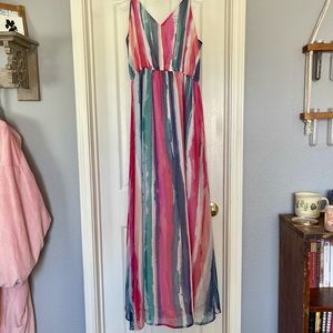 Jack by BB Dakota Dress - pink, purple-ish blue, green, and white